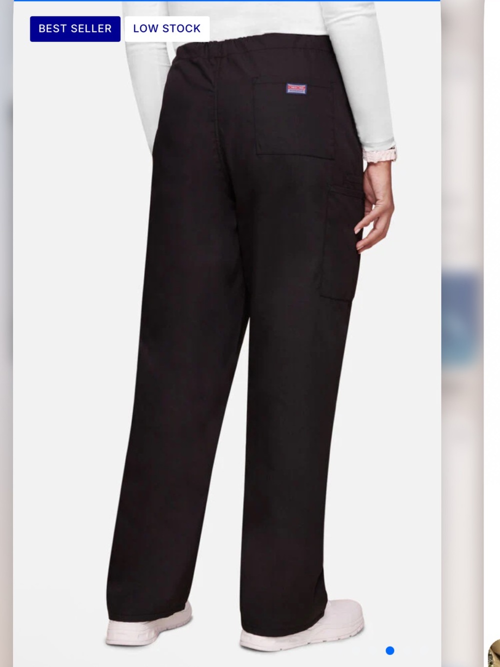 Cherokee Workwear 4100 4100T Tall Unisex Cargo Scrubs Drawstring Pants Black - Picture 8 of 10